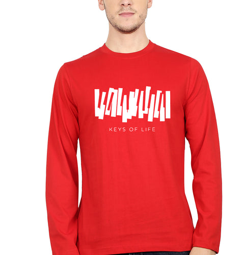 Piano Full Sleeves T-Shirt for Men-red-Ektarfa.online