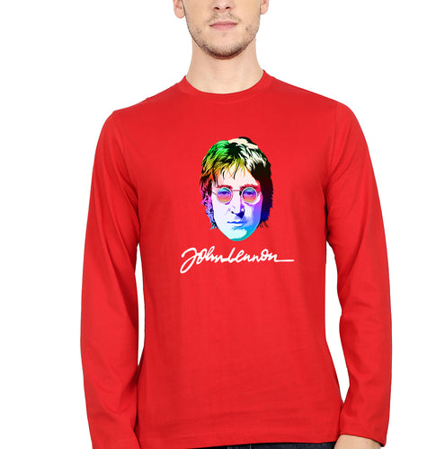 John Lennon Full Sleeves T-Shirt for Men-Red-Ektarfa.online