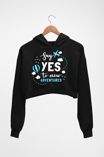 Travel Adventures Crop HOODIE FOR WOMEN-Black-Ektarfa.online