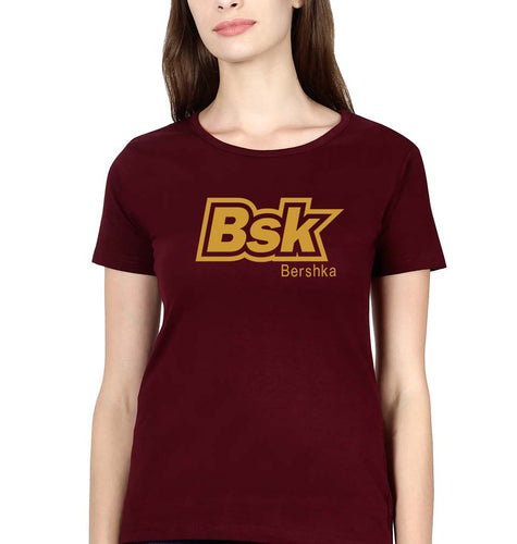 Bershka(BSK) T-Shirt for Women-Maroon-Ektarfa.online