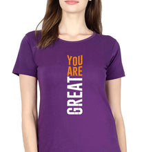 Load image into Gallery viewer, You Are Great T-Shirt for Women-XS(32 Inches)-Purple-Ektarfa.online
