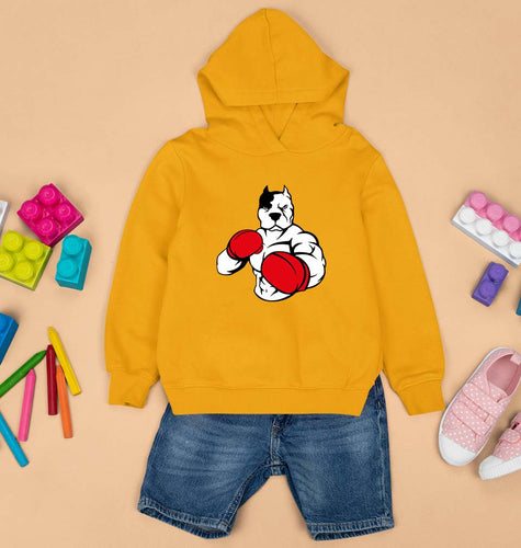 Pitbull Boxing Kids Hoodie for Boy/Girl-Mustard Yellow-Ektarfa.online