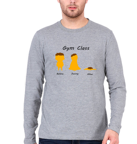 Gym Funny Full Sleeves T-Shirt for Men-Grey Melange-Ektarfa.online