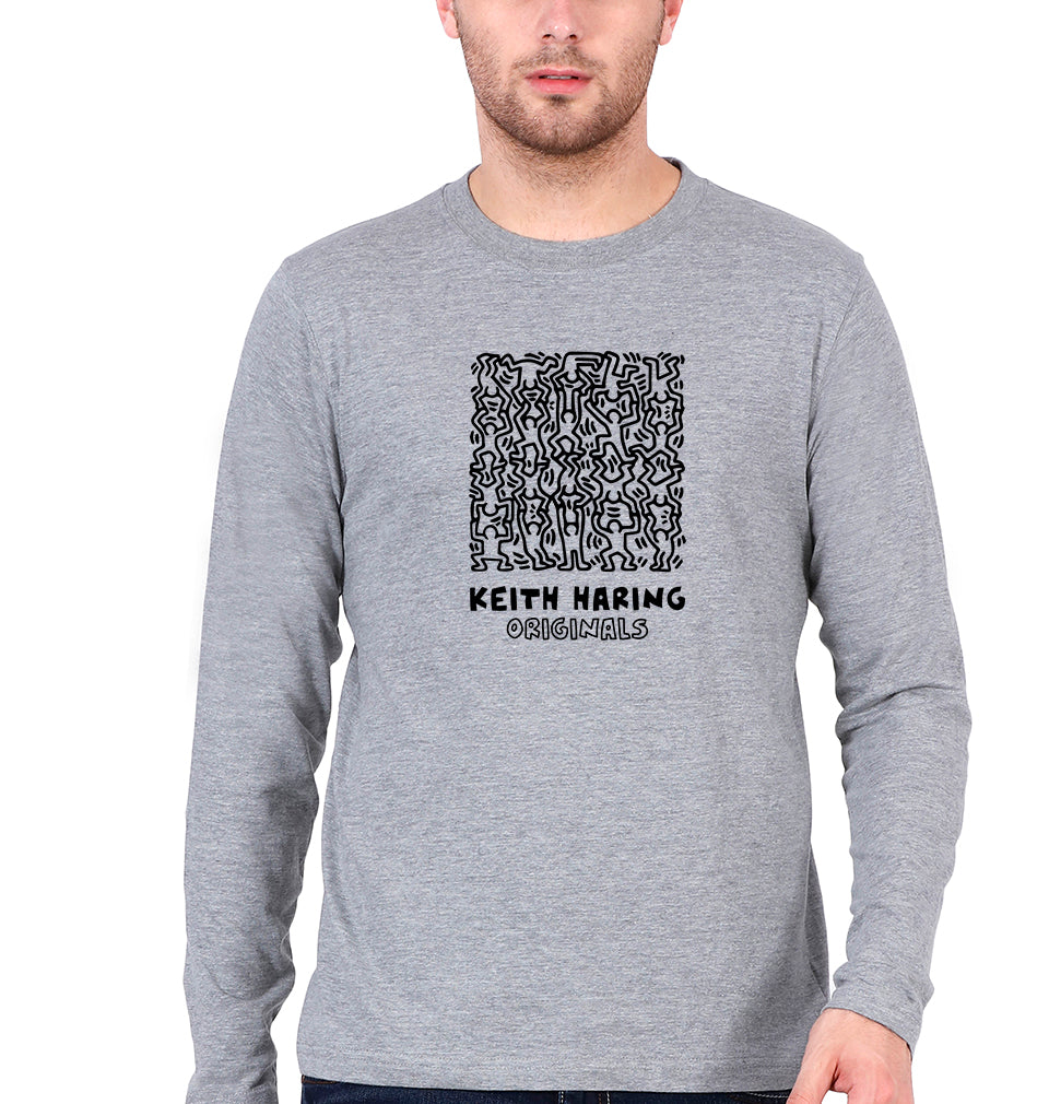 Keith Haring Full Sleeves T-Shirt for Men-Grey Melange-Ektarfa.online