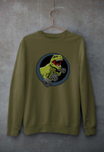 Load image into Gallery viewer, Angry T-Rex Gym Unisex Sweatshirt for Men/Women-S(40 Inches)-Olive Green-Ektarfa.online
