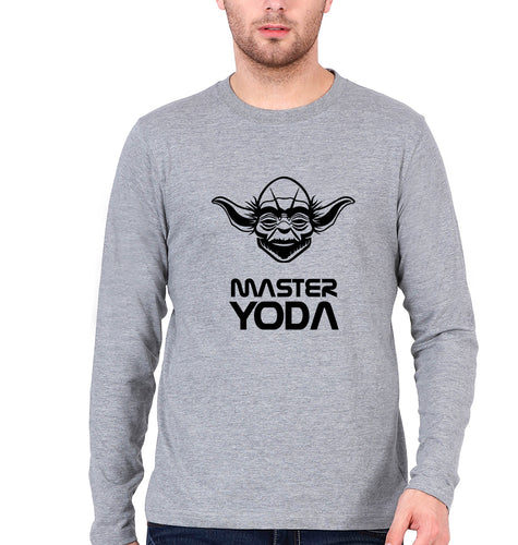 Yoda Star Wars Full Sleeves T-Shirt for Men-Grey Melange-Ektarfa.online