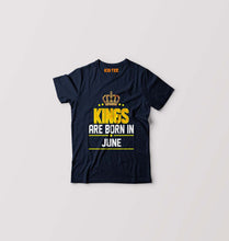 Load image into Gallery viewer, Kings Are Born In June Kids T-Shirt for Boy/Girl-Navy Blue-Ektarfa.online
