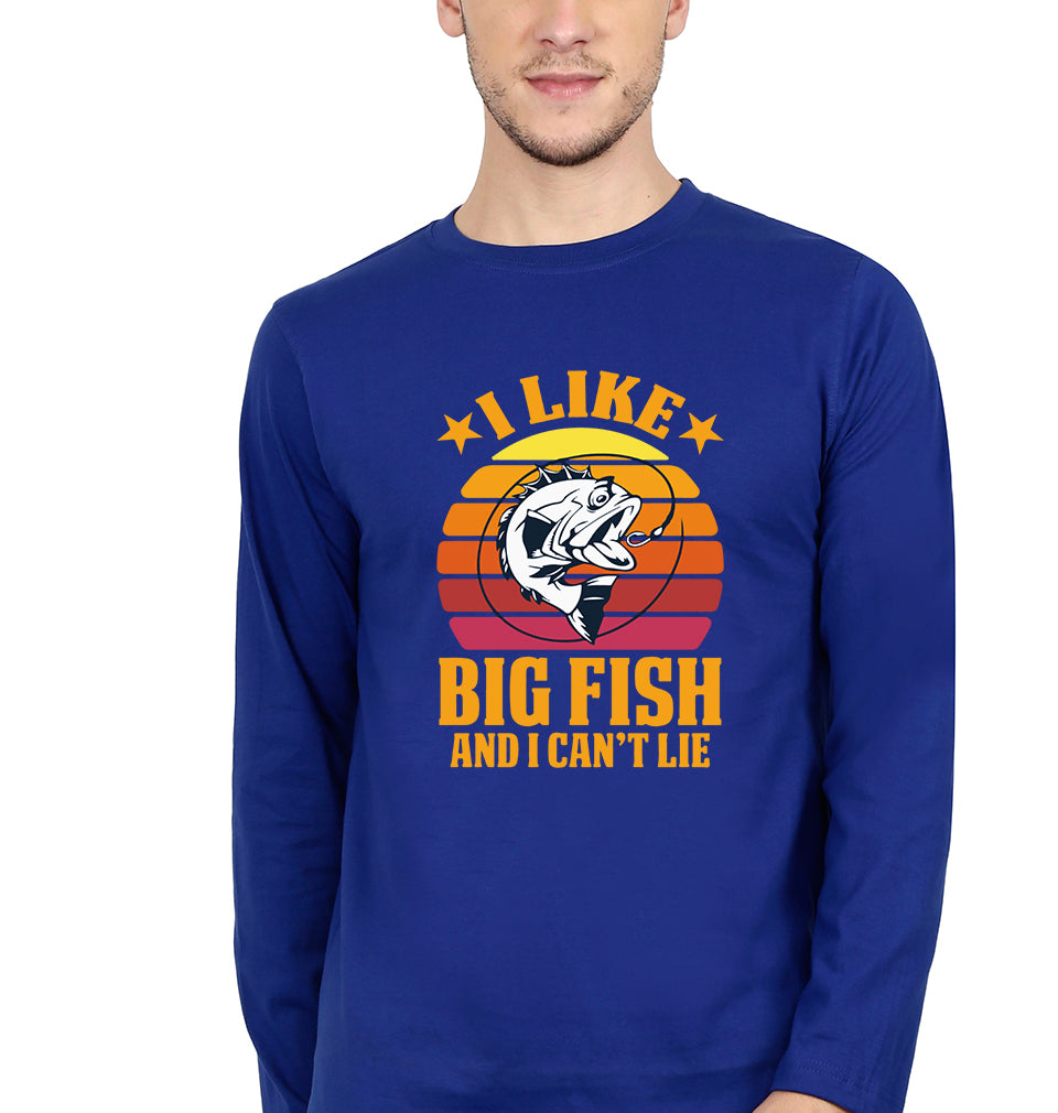 Fishing Full Sleeves T-Shirt for Men-Royal Blue-Ektarfa.online