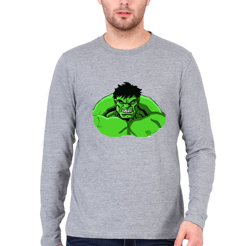 Hulk Superhero Full Sleeves T-Shirt for Men-Grey Melange-Ektarfa.online