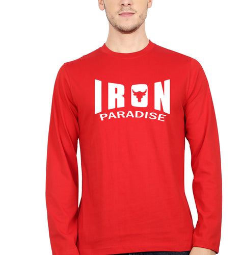 Iron Paradise Full Sleeves T-Shirt for Men-Red-Ektarfa.online