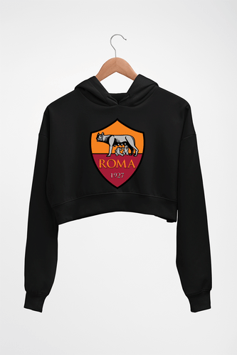 A.S. Roma Crop HOODIE FOR WOMEN-Black-Ektarfa.online