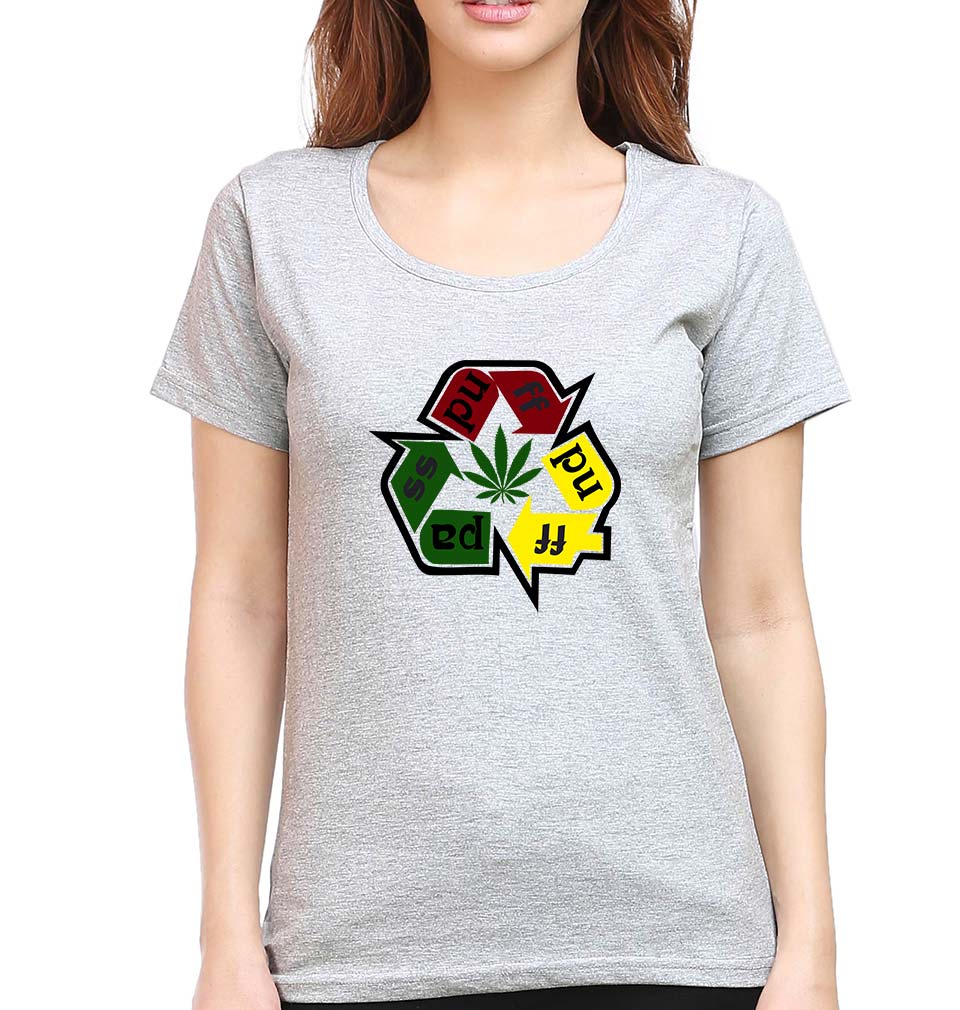 Weed T-Shirt for Women-XS(32 Inches)-Grey Melange-Ektarfa.online