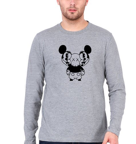 Kaws Mickey Full Sleeves T-Shirt for Men-Grey Melange-Ektarfa.online