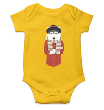 Load image into Gallery viewer, Hipster Wolf Kids Romper For Baby Boy/Girl-0-5 Months(18 Inches)-Yellow-Ektarfa.online
