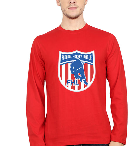 Federal Hockey League Full Sleeves T-Shirt for Men-Red-Ektarfa.online