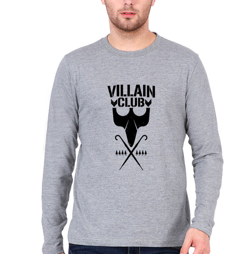 Villain Club Full Sleeves T-Shirt for Men-Grey Melange-Ektarfa.online
