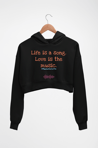 Love Music Crop HOODIE FOR WOMEN-Black-Ektarfa.online