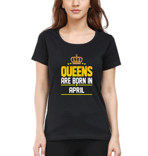 Load image into Gallery viewer, Queens Are Born In April T-Shirt for Women-Black-Ektarfa.online
