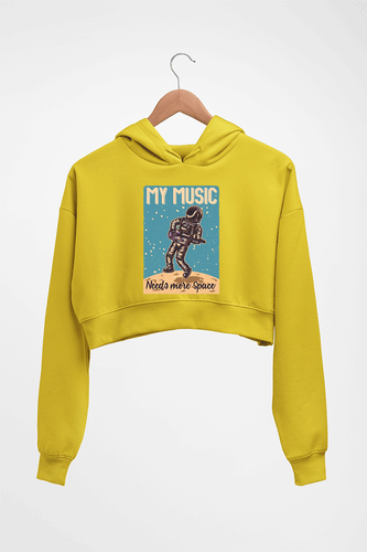 Music Crop HOODIE FOR WOMEN-Mustard Yellow-Ektarfa.online