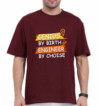 Load image into Gallery viewer, Genius Engineer Oversized T-Shirt for Men-Maroon-Ektarfa.online
