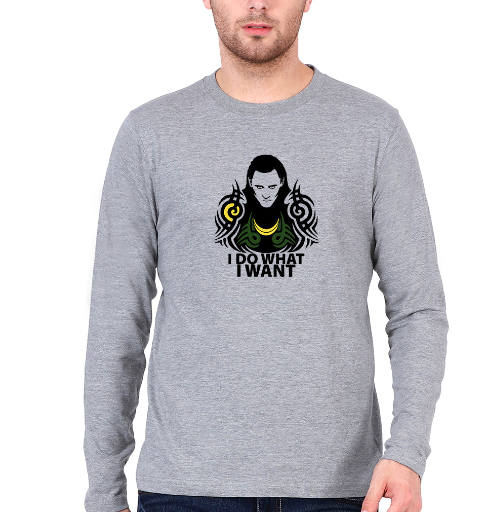 Loki Full Sleeves T-Shirt for Men-Grey Melange-Ektarfa.online