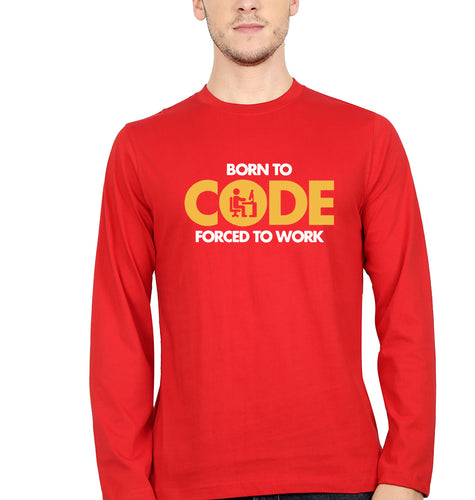 Coder Geek Full Sleeves T-Shirt for Men-Red-Ektarfa.online