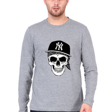 Load image into Gallery viewer, Hip Hop Skull NY Full Sleeves T-Shirt for Men-Grey Melange-Ektarfa.online
