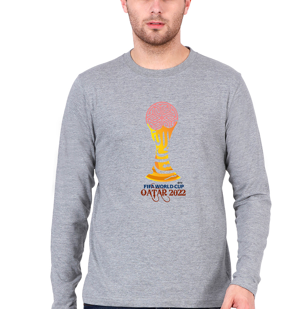 FIFA World Cup Qatar 2022 Full Sleeves T-Shirt for Men-Grey Melange-Ektarfa.online