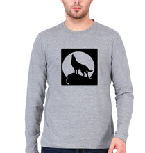 Load image into Gallery viewer, Wolf Full Sleeves T-Shirt for Men-S(38 Inches)-Grey Melange-Ektarfa.online

