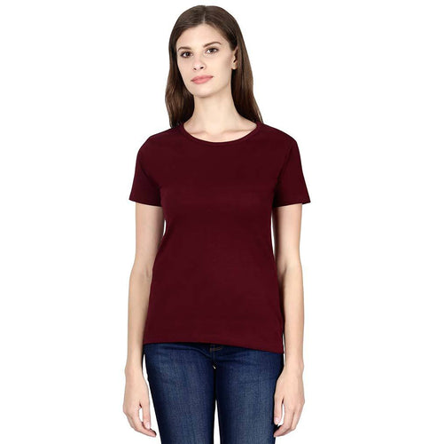 Plain Maroon Half Sleeves T-Shirt for Women-ektarfa.com