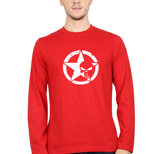 Punisher Full Sleeves T-Shirt for Men-Red-Ektarfa.online