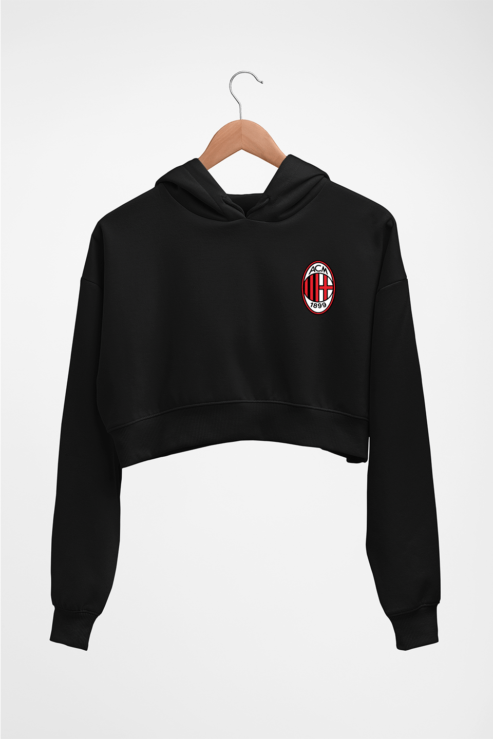 A.C. Milan Crop HOODIE FOR WOMEN-Black-Ektarfa.online