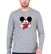 Load image into Gallery viewer, Mickey Mouse Fuck Full Sleeves T-Shirt for Men-Grey Melange-Ektarfa.online
