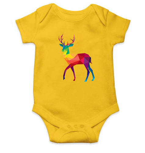 POLYGONAL_DEER Kids Romper For Baby Boy/Girl-0-5 Months(18 Inches)-Yellow-Ektarfa.online