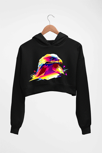 Eagle Crop HOODIE FOR WOMEN-Black-Ektarfa.online