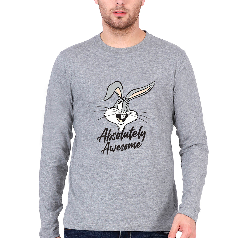 Rabbit BunnyFull Sleeves T-Shirt for Men-Grey Melange-Ektarfa.online