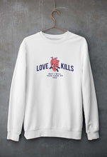 Load image into Gallery viewer, Love Kills Unisex Sweatshirt for Men/Women-S(40 Inches)-White-Ektarfa.online
