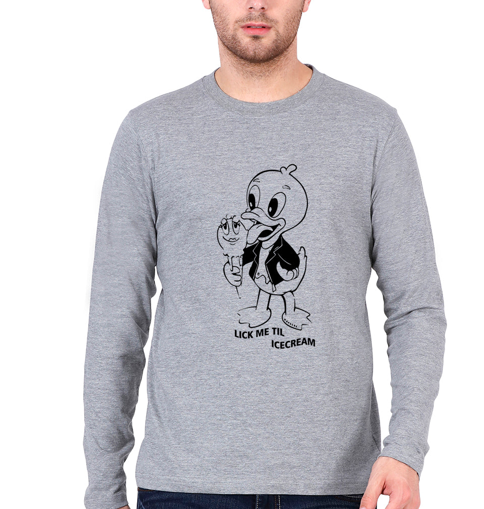 Domrebel Duck Full Sleeves T-Shirt for Men-Grey Melange-Ektarfa.online