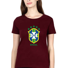 Load image into Gallery viewer, Brazil Football T-Shirt for Women-Maroon-Ektarfa.online
