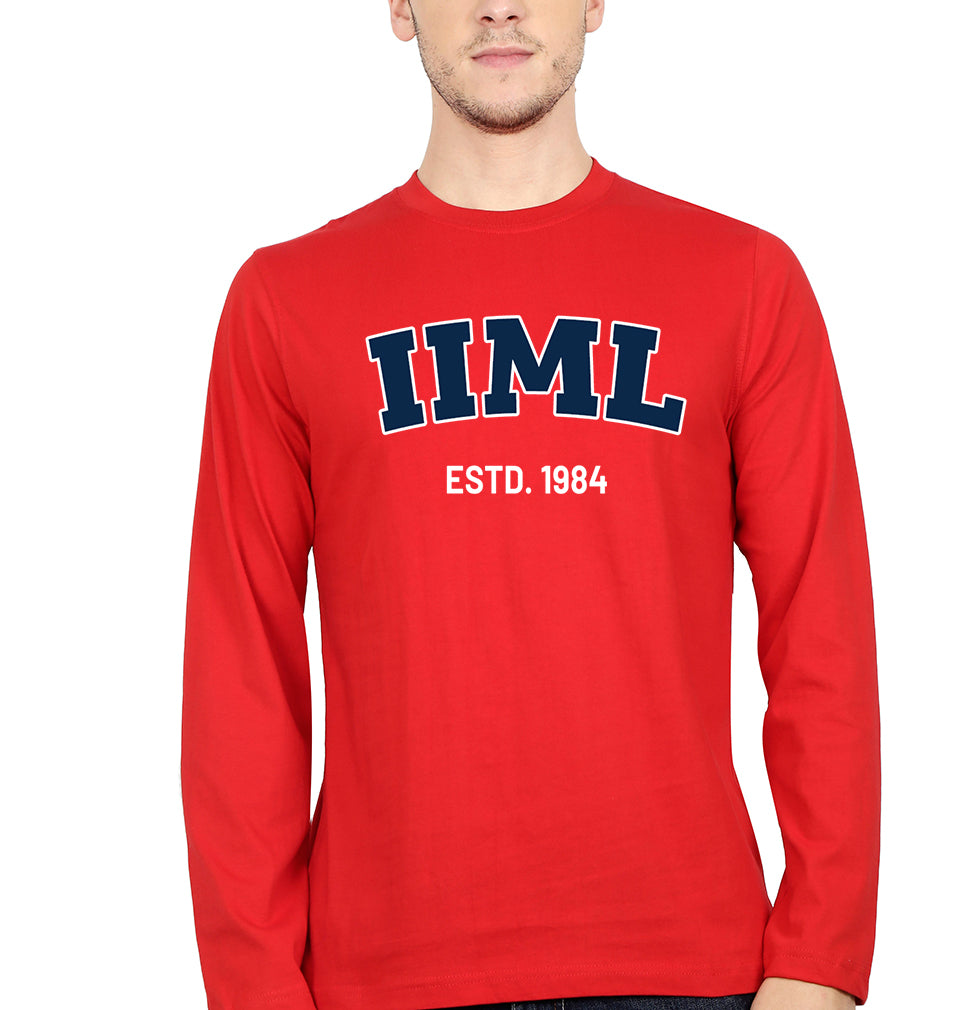 IIM Lucknow Full Sleeves T-Shirt for Men-S(38 Inches)-Red-Ektarfa.online