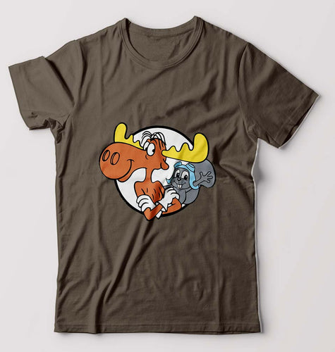 The Adventures of Rocky and Bullwinkle and Friends T-Shirt for Men-Olive Green-Ektarfa.online