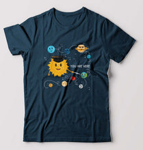 Load image into Gallery viewer, Solar System T-Shirt for Men-S(38 Inches)-Petrol Blue-Ektarfa.online

