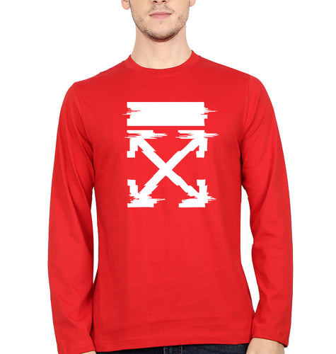 Off White Tee Full Sleeves T-Shirt for Men-Red-Ektarfa.online