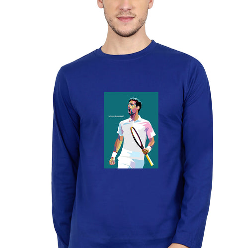 Novak Djokovic Tennis Full Sleeves T-Shirt for Men-Royal Blue-Ektarfa.online