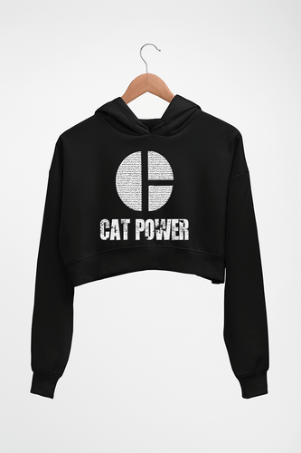 Cat Power Crop HOODIE FOR WOMEN-Black-Ektarfa.online