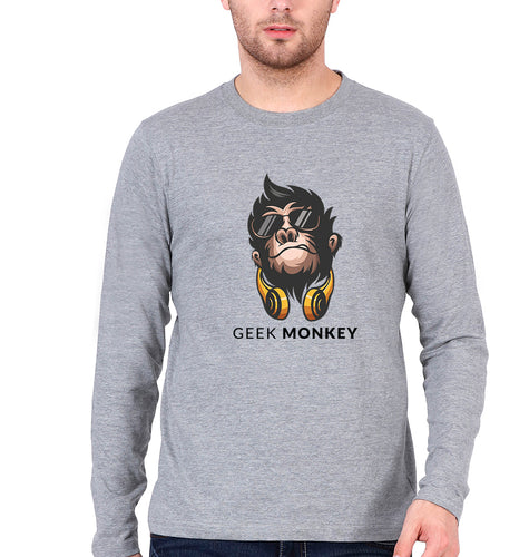 Geek Monkey Full Sleeves T-Shirt for Men-Grey-Ektarfa.online