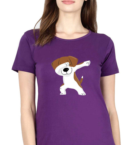 Dab Dog T-Shirt for Women-Purple-Ektarfa.online