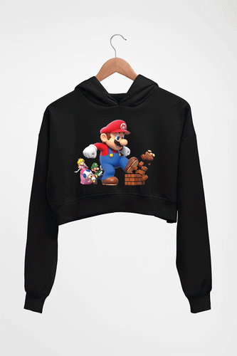 Mario Crop HOODIE FOR WOMEN-Black-Ektarfa.online