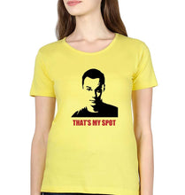 Load image into Gallery viewer, Sheldon Cooper That&#39;s My Spot T-Shirt for Women-XS(32 Inches)-Yellow-Ektarfa.online
