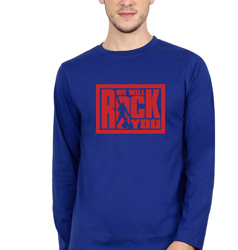 Queen Rock Band We Will Rock You Full Sleeves T-Shirt for Men-Royal Blue-Ektarfa.online